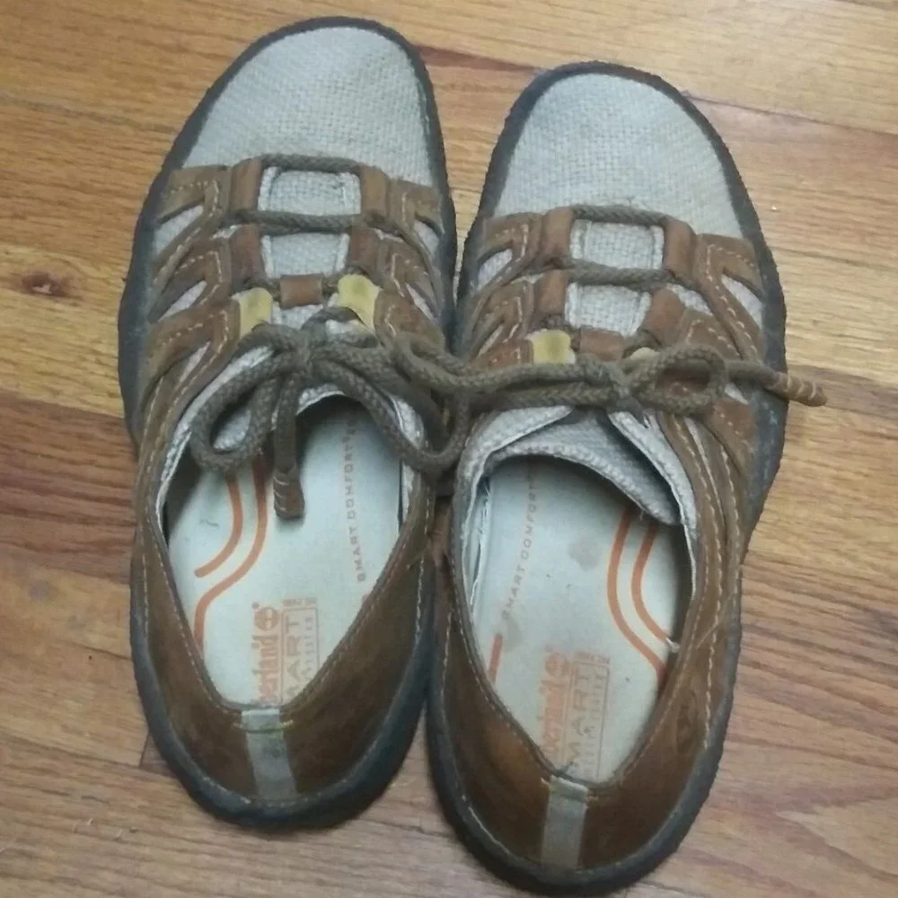 Timberland Smartwool Sneakers Mens 8M Brown leather + Hemp Lace Up Casual Shoes